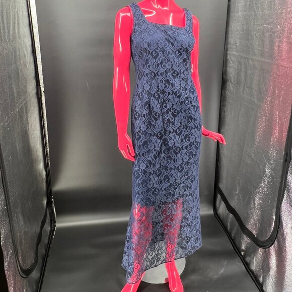 Betsy & Adam Blue Lace Gown - Picture 1 of 6